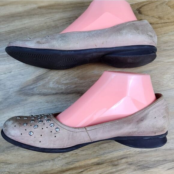 🐞Steve Madden Tan Bedazzled Rhinestone Ballet Flats Size 8 - Picture 3 of 9